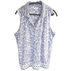Celestial Dreams Blue Paisley Sleeveless Tunic Boho Cottagecore Womens XL